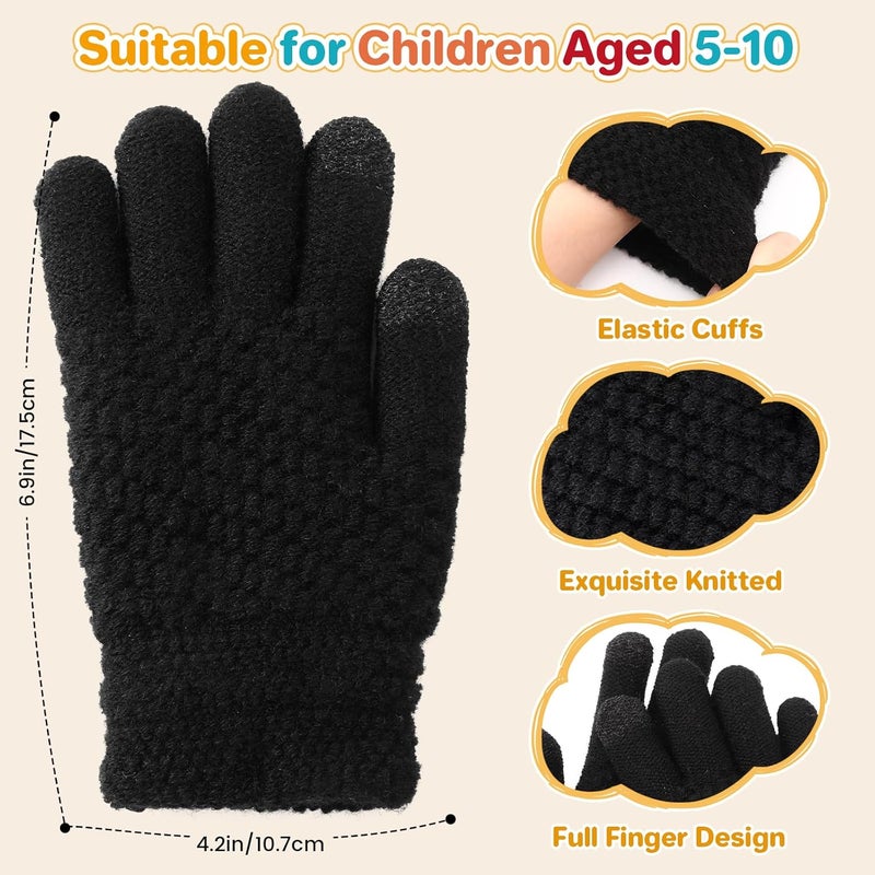 Clothclose Kids Winter Gloves for Boys Girls, Warm Winter Gloves for Kid, Knit Cable Fleece Lined Toddler Kids Glove Mitten - Image 3